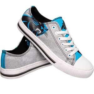 FOCO Womens NFL Team Logo Glitter Low Top Canvas Sneakers Shoes